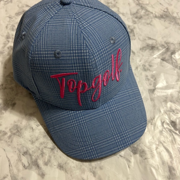 Top Golf Light Blue Preppy Plaid Sporty Athletic Graphic Golf Cap Hat NWoT  H - Picture 9 of 9